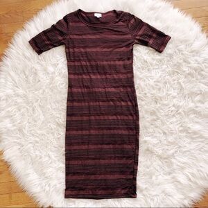 NEW • Lularoe • Julia Midi Dress Wine Stripes XS